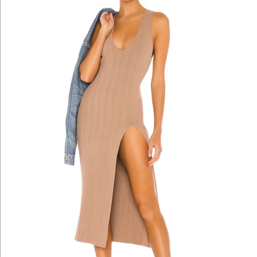 Michael Costello beige midi dress